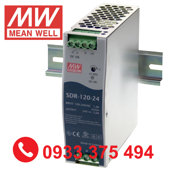 SDR-120-24| Nguồn Meanwell SDR-120-24 ( 120W 24V 5A )