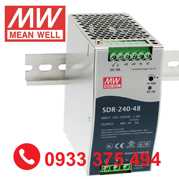 SDR-240-48| Nguồn Meanwell SDR-240-48 ( 240W 48V 5A )