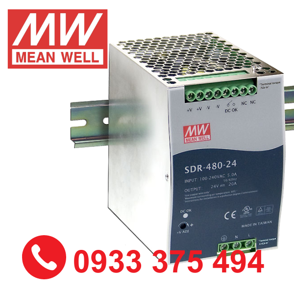 SDR-480-24| Nguồn Meanwell SDR-480-24 ( 480W 24V 20A )