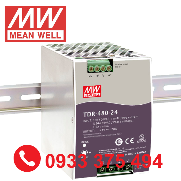 TDR-480-24| Nguồn Meanwell TDR-480-24 ( 480W 24V 20A )