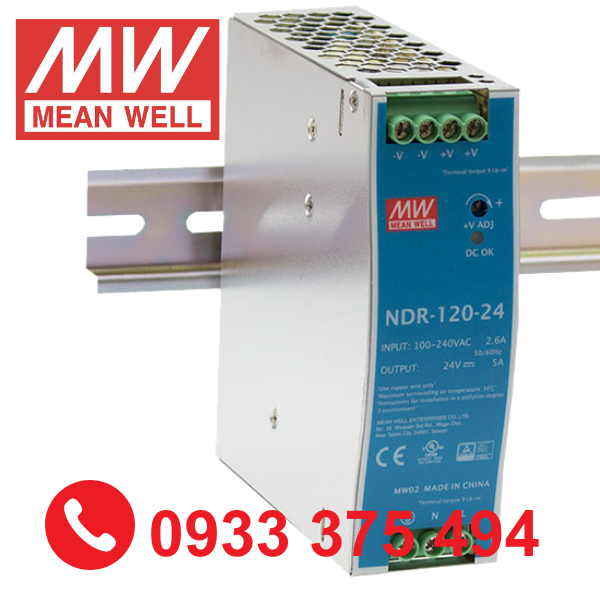 NDR-120-48| Nguồn Meanwell NDR-120-48 ( 120W 48V 2.5A )