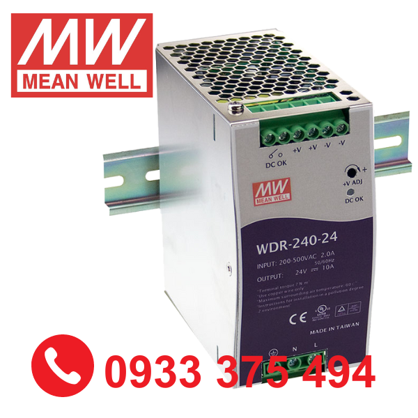WDR-240-24| Nguồn Meanwell WDR-240-24 ( 240W 24V 10A )